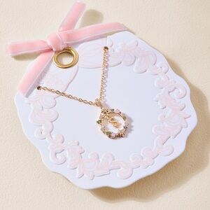 Gold Initial 'S' Pendant Necklace with Pastel Gem Accents